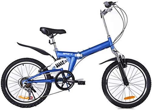 Bici pieghevoli : Bici pieghevole portatile per adulti studente 50 cm pieghevole bicicletta leggera pieghevole velocità bicicletta pieghevole bicicletta città bici donne uomini studente smorzamento bicicletta blu