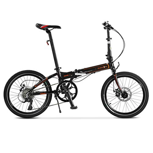 Bici pieghevoli : Bici pieghevoli Bicicletta da Bicicletta Pieghevole in Lega di Alluminio Unisex da 20 Pollici con Ruota Ultra Leggera per Bici da Corsa (Color : Black, Size : 150 * 30 * 108cm)