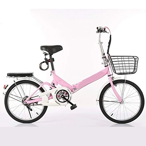 Bici pieghevoli : Bici pieghevoli Bicicletta pieghevole 20 pollici Studente di scuola uomini e donne a velocità variabile auto ultra portatile della bicicletta Luce Biciclette ( Color : Pink , Dimensione : 20inch )