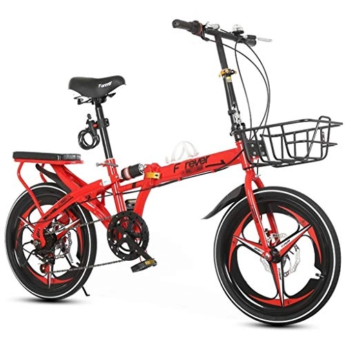 Bici pieghevoli : Bici pieghevoli Bicicletta Pieghevole Esterni Bici Studente di velocità della Bici di Montagna 20 Pollici Portable Bike Freno Regalo Perfetto (Color : Red, Size : 20inches)