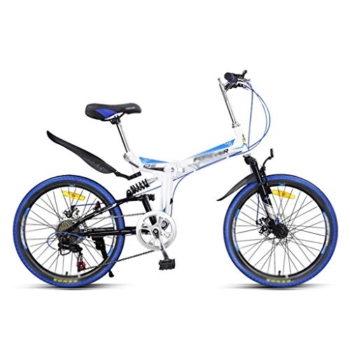 Bici pieghevoli : Bici pieghevoli Blu pieghevole della bici di montagna della bicicletta uomini e donne a velocità variabile Ultra luce portatile della bicicletta di 7 velocità Bicicletta pieghevole per adulti