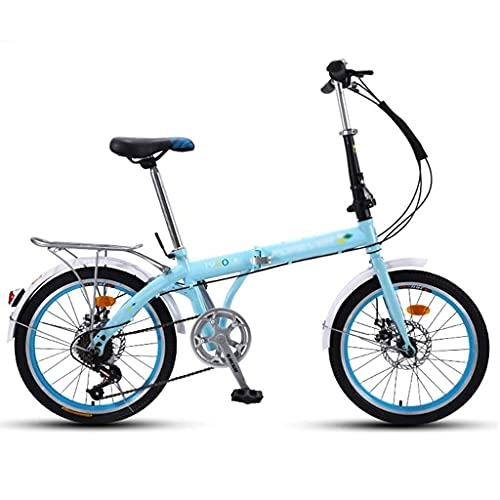 Bici pieghevoli : Bici pieghevoli da 20 pollici per adulti e adolescenti, bicicletta compatta pieghevole da città a 7 velocità con sella comfort regalo per pendolari urbani per donne e uomini (colore: blu)