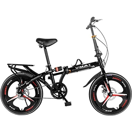 Bici pieghevoli : Bici pieghevoli Uomini E Donne Adulti Ultra Light Portable Freni Biciclette A Doppio Disco velocità Shocking Biciclette da 20 Pollici in Acciaio al Carbonio (Color : Black, Size : 20inches)