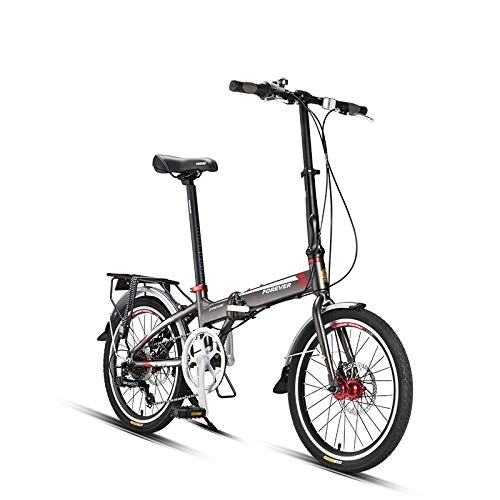 Bici pieghevoli : Bicicletta 7 Velocita Freno Disco Pieghevole Unisex Adulto Lega di Alluminio Bicicletta da Città Pieghevole, Grigio