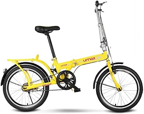 Bici pieghevoli : Bicicletta Bicicletta Pieghevole Adulta velocità variabile Shock Biciclette 20 Pollici Allievo Maschio Auto Portatile Tronco Piccolo Biciclette (Color : Yellow)