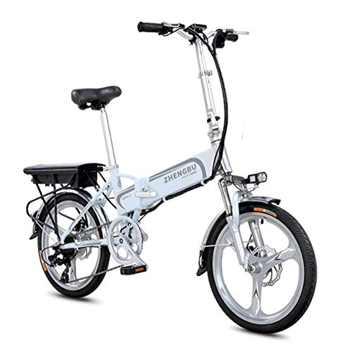 Bici pieghevoli : Bicicletta elettrica pieghevole, leggera e pieghevole in alluminio E-bike con pedali Portatile da 20 pollici e facile da riporre in roulotte con Batteria rimovibile 36V 8Ah agli ioni di litio, White