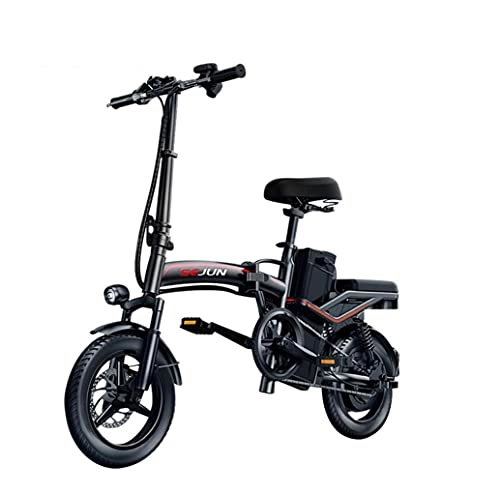 Bici pieghevoli : Bicicletta elettrica pieghevole per adulti batteria al litio 48V bicicletta scooter doppio disco freno olio molla forcella faro LED 80 * 65 cm luce di avvertimento della coda(Color:48V6A)