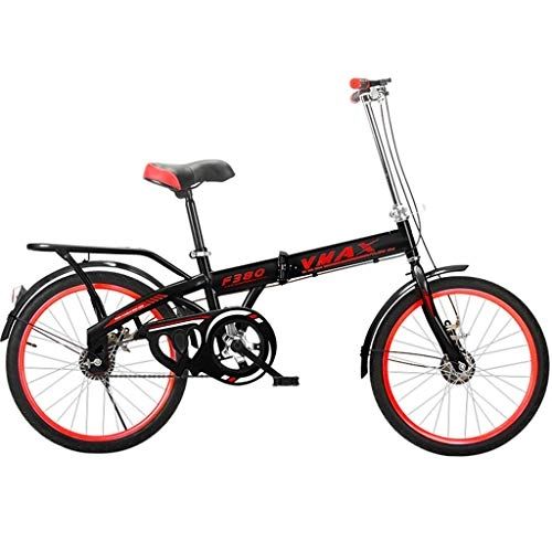 Bici pieghevoli : Bicicletta elettrica pieghevole Portable Bicicletta pieghevole Single Speed ​​Studente di bici di sport, Rosso-Nero studenti adulti i bambini Outdoor della bici di sport Bicicletta pieghevole 16 polli