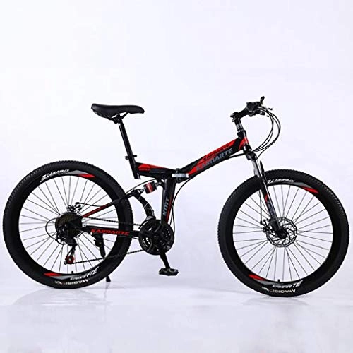 Bici pieghevoli : Bicicletta Mountainbike, MTB, Pieghevole 26" MTB Mountain Biciclette sospensioni in acciaio al carbonio Ravine bici completa doppio disco freno 21 24 27 costi ( Color : Black , Size : 27 Speed )