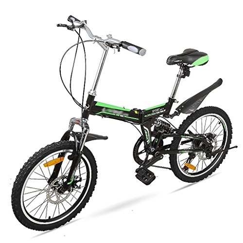 Bici pieghevoli : Bicicletta piegante della bicicletta di velocità del freno del disco della mountain bike dell'allievo di 20 pollici ( Colore : Black green )