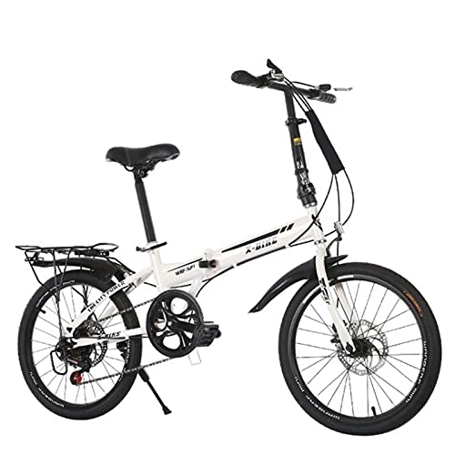 Bici pieghevoli : Bicicletta pieghevole a 6 velocità, in gomma di resistenza (mid-range senza smorzamento), 20 cm, colore: bianco