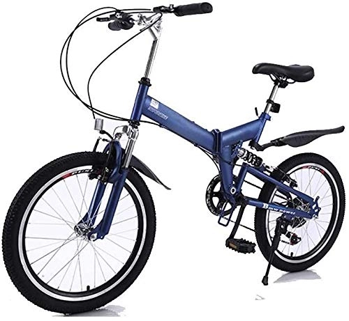 Bici pieghevoli : Bicicletta Pieghevole Bicicletta, Mountain Bike 20 Pollici variabile Adulto Viaggio a Cavallo Esterna 7 velocità Bici elettriche for Adulti LMMS (Color : Blue)