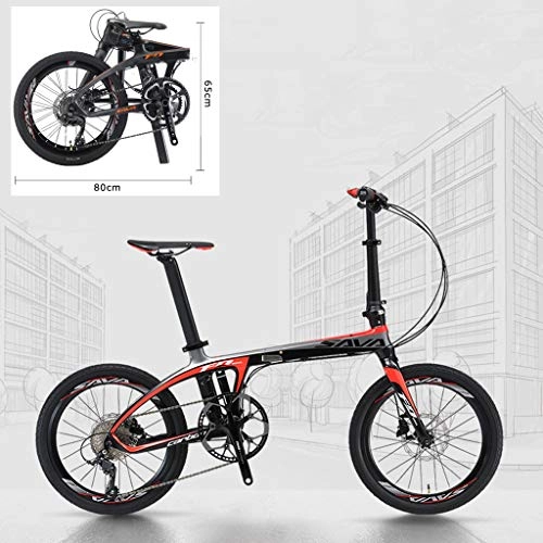 Bici pieghevoli : Bicicletta Pieghevole Bicicletta Pieghevole Bicicletta da 20 Pollici SAVA Bicicletta Pieghevole Mini Carbon Compact City Bike Pieghevole con Shimano Sora 9S