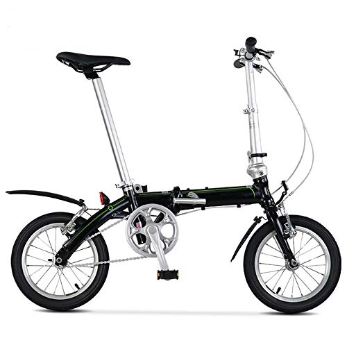 Bici pieghevoli : Bicicletta Pieghevole Bicicletta Portatile in Lega di Alluminio Ultraleggera da 14 Pollici per Conto della Guida-Nero