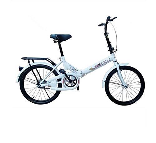 Bici pieghevoli : Bicicletta Pieghevole compatta per Uomo e Donna Mini City Buggy da 20 Pollici Pendolarismo per Adulti Leggero-Bianco