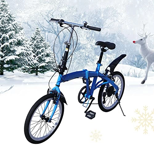 Bici pieghevoli : Bicicletta pieghevole da 20" a 7 marce, telaio in acciaio, pieghevole, Urban Pendler blu, portata massima 90 kg