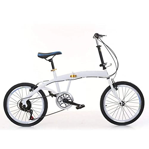 Bici pieghevoli : Bicicletta pieghevole da 20 pollici, 7 marce, doppio freno a V, in acciaio al carbonio, pieghevole, 44T, colore bianco