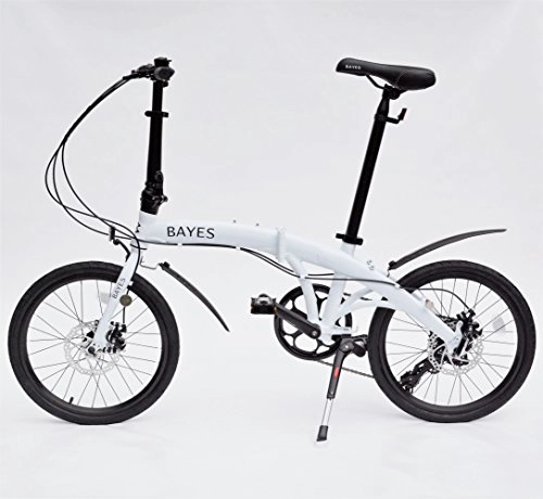 Bici pieghevoli : Bicicletta pieghevole in alluminio 20”,  cambio Shimano 8 velocità con freni a disco, Bianco opaco, 86 x 32 x 67 cm