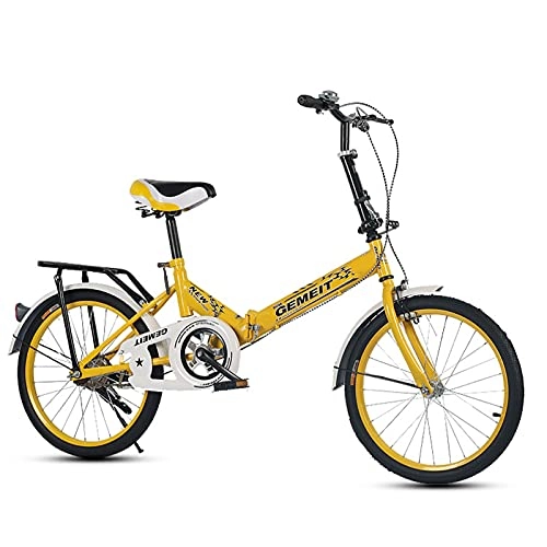 Bici pieghevoli : Bicicletta pieghevole, per biciclette pieghevoli urbani, leggings, biciclette da banlieue, piccole biciclette da 20 pollici (giallo)