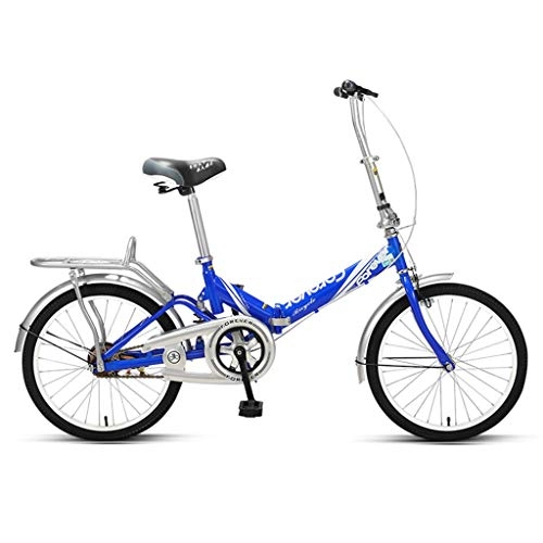 Bici pieghevoli : Biciclette 20 Pollici Bicicletta Pieghevole Bici Adulto Singola velocità della Bicicletta Strada di Città Alto tenore di Carbonio Telaio in Acciaio Ragazza Ragazzo (Color : Blue, Size : 20inches)