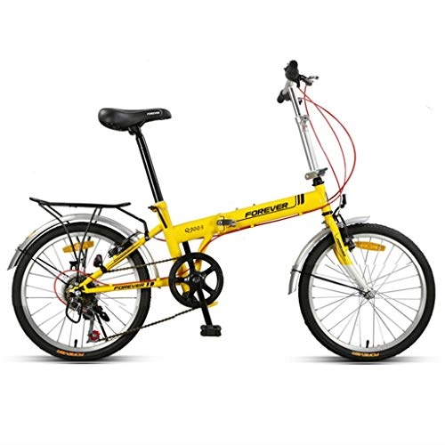 Bici pieghevoli : Biciclette Bicicletta Pieghevole Adulto velocità variabile Bicicletta Mini 20 Pollici Città Strada Bici, Robusto Telaio in Acciaio al Carbonio (Color : Yellow, Size : 20inches)