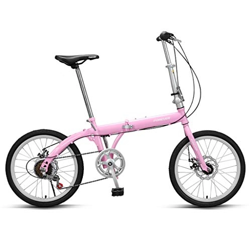 Bici pieghevoli : Biciclette Moto a velocità variabile Bicicletta Adulto Strada 20 Pollici Portatile Bicicletta Pieghevole Uomini e Donne Mini, Pieghevole Veloce (Color : Pink, Size : 20inches)