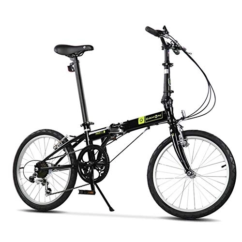 Bici pieghevoli : Biciclette pieghevoli, adulti 20" 6 velocità a velocità variabile pieghevole biciclette, sedile regolabile, leggero portatile pieghevole City Bike biciclette, Bianco FDWFN (Color : Black)