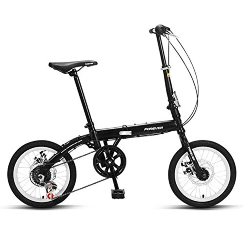 Bici pieghevoli : Biciclette velocità variabile Bicicletta Adulti Bicicletta Pieghevole 16 Pollici Portatile della Bicicletta Uomini e Donne Mini, Pieghevole 10 Secondi Veloce (Color : Black, Size : 16inches)