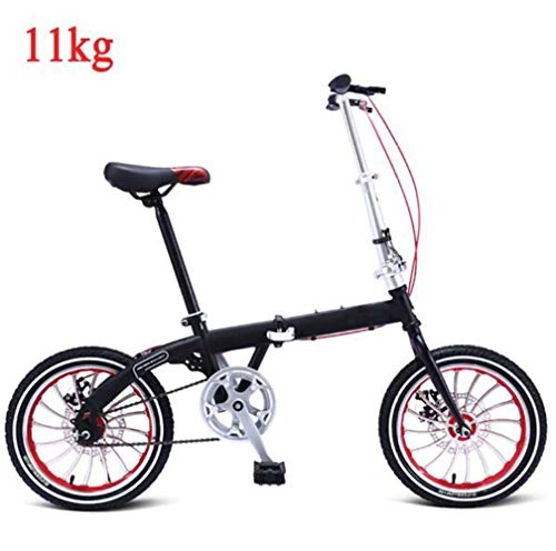 Bici pieghevoli : Bidetu Bicicletta da Città Donna, Uomo Alluminio Bici Pieghevole Leggera 11 kg Unisex City Bike - Regolabile Manubrio E Sella Comoda, Freni A Disco, velocità Singola / Nero