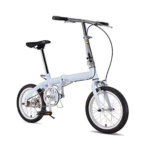 Bici pieghevoli : Bidetu Bicicletta Uomo City Bike Alluminio Citta Bici Pieghevole Leggera 16 Pollici per Donna - Regolabile Manubrio E Sella Comoda, v-Brake, velocità Singola / Blue