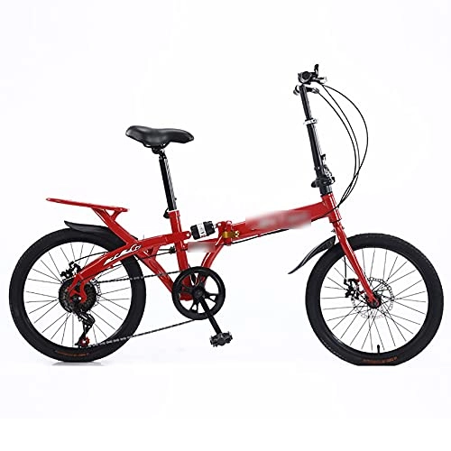 Bici pieghevoli : BOENXUA KLAPFAHRRAD 20 Pollici Ruota Pieghevole Bike Black Pieghevole Ruota 70-100Mm Ad Altezza Regolabile con Carico Massimo Peso: 90 kg, Rosso