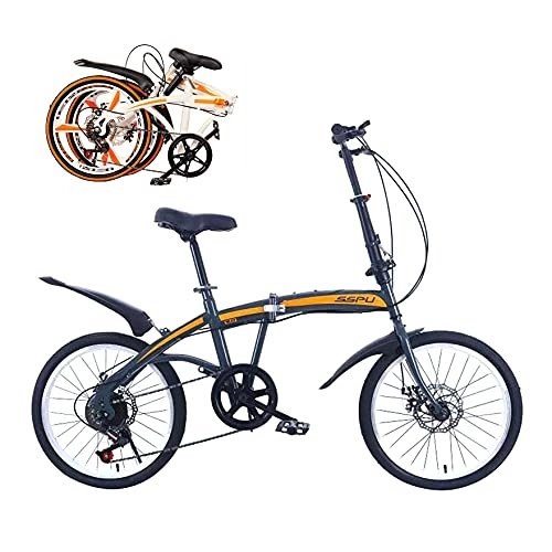 Bici pieghevoli : CADZ Bicicletta Pieghevole 20'', Folding Bike con 7 velocità Bici da Strada Adulto Uomo Donna Studente Bicicletta, Città Bike Leggero, per Uomo Donna Bici, Grigio / Bianco