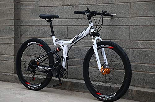 Bici pieghevoli : CAI-HAI Mountain Bike per Adulti, Scooter da Viaggio con Telaio Pieghevole, Telaio in Acciaio ad Alto tenore di Carbonio, Mountain Bike Fuoristrada, 24"Bianco, 21 velocità