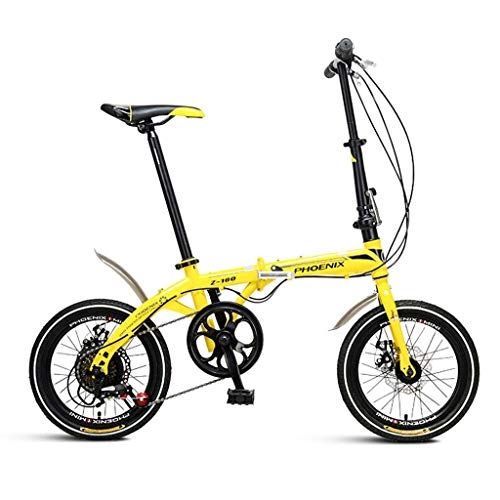 Bici pieghevoli : CAIJINJIN Bike Bicicletta pieghevole da 16 pollici Bicicletta Bicicletta Leggero Adulto Adulto Uomini e Donne Pieghevole Bike Double Disc Brake Brake Pieghevole Bicicletta pieghevole (Colore: Giallo,