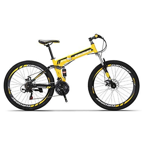 Bici pieghevoli : CCVL Bicicletta Pieghevole per Bambini per Bambini Ultra Leggera da Viaggio Mini Bicicletta Portatile Adatta per La Guida in Città, Yellow, 27 Speed