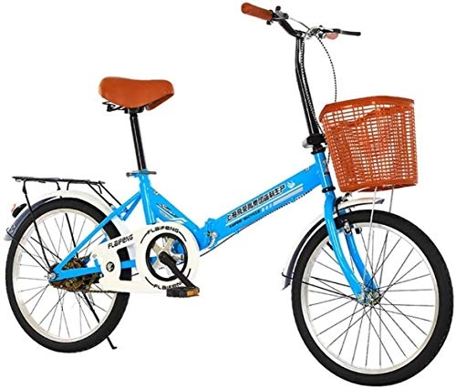 Bici pieghevoli : Cesto sporco Mountain Bike 20 inch Portable Adulti Bambini Bicicletta Pieghevole Anti-Skid Facile da installare in Lega di Alluminio a Doppio Disco Freno Bicicletta Esterni (Color : Blue)