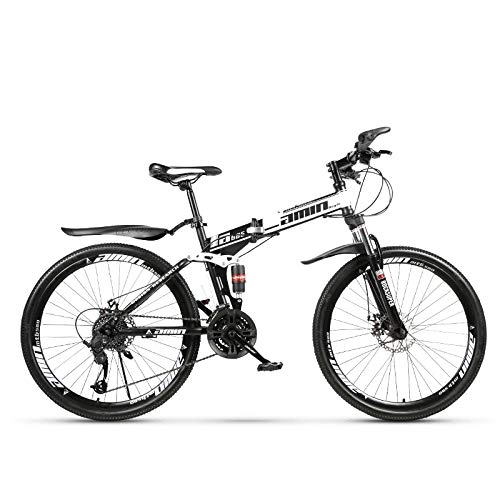 Bici pieghevoli : CHANGXIE 24inch Pieghevole Mountain Bike 27 velocità Ruota a Raggi della Bicicletta della Montagna Freni a Doppio Disco a Doppio smorzamento Bici, Bianca