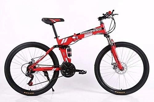 Bici pieghevoli : Conveniente Bike in Mountain Bike Pieghevole Ultra-Leggera 4 velocità variabile Bicicletta Pieghevole a Doppio Freno for Studente Uomo e Donna Bici for Adulti .Alta qualità (Color : Red, Size : 24)