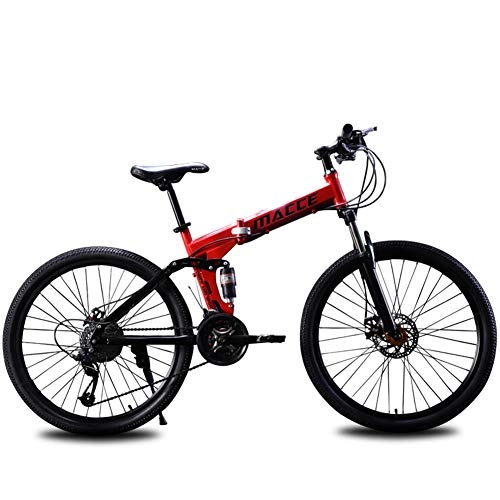 Bici pieghevoli : CPURSUE Bicicletta, Mountain Bike, Bicicletta Pieghevole, 24 Pollici, Doppio Ammortizzatore a velocit Variabile, 21 velocit, Doppio Freno a Disco, Rosso