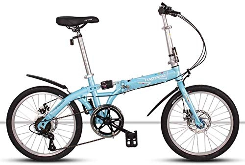 Bici pieghevoli : CSS Bicicletta pieghevole, 20 pollici Assorbimento degli urti 6 velocità bici pieghevole Portatile per adulti Teen Teen City 6-6, Blu