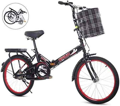 Bici pieghevoli : CSS Bicicletta pieghevole, bici pieghevole per adulto da 20 pollici con telaio in acciaio ad alto tenore di carbonio, bicicletta da citt portatile ultraleggera, freno a V, smorzamento 7-2, Nero