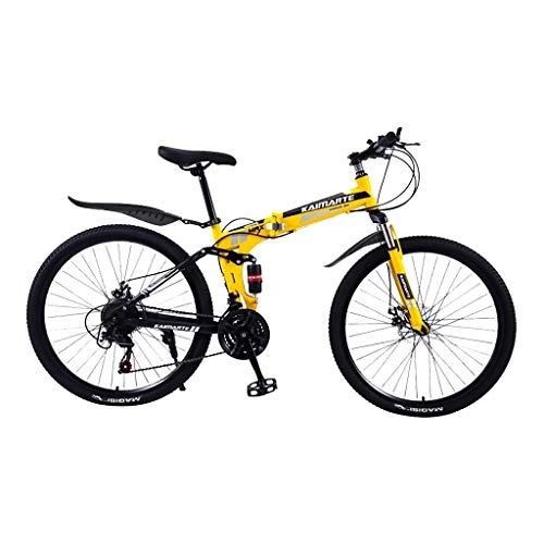 Bici pieghevoli : Culater Mountain Bike Studente Adulto per Bicicletta Portatile Pieghevole Mini da 24 Pollici per Bici Pieghevole Leggera (Yellow)