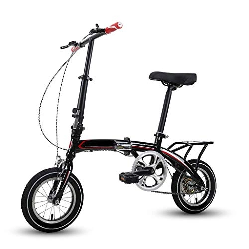 Bici pieghevoli : DFKDGL - Bicicletta pieghevole compatta da donna, leggera, a velocità singola, in lega di alluminio, facile da piegare con ruote da 12 pollici (colore: nero) monociclo