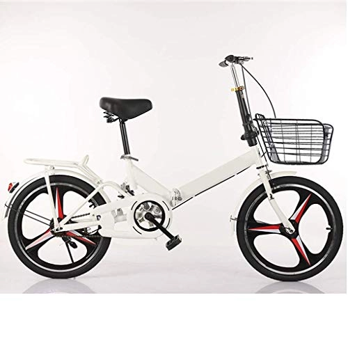 Bici pieghevoli : DFKDGL - Bicicletta pieghevole con freno a disco, da 50 cm, per adulti e uomini e donne, portatile, in acciaio al carbonio, con ripiano posteriore, sella comoda, monociclo
