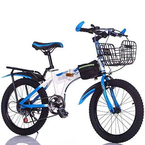 Bici pieghevoli : DJP Mountain Bike, Mobili da Montagna Pieghevole da 18 Pollici, Bicicletta Portatile Ultra Leggera per Andare Al Lavoro Bicicletta Pieghevole Veloce Nera da 20 Pollici, Blu