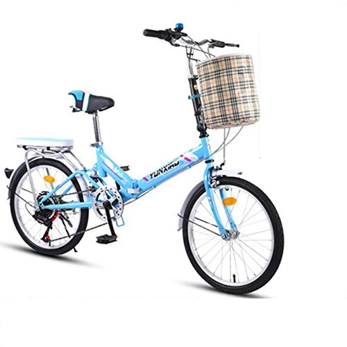 Bici pieghevoli : Domrx Cambio di velocità della Bicicletta per Adulti Femminile Portatile Ultraleggero per Bicicletta Pieghevole 20 Pollici-Blue_20_7