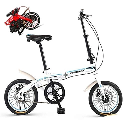 Bici pieghevoli : DRAGDS 14Inch Velocità Variabile Folding Bike, 6-Velocità in Bicicletta Pieghevole Biciclette per Adulti e Studenti, Leero Mini Acciaio Al Carbonio Della Bicicletta Di Precisione Volano, 14 Pollici