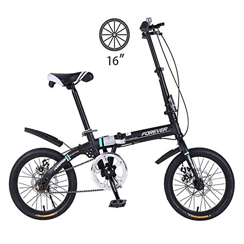 Bici pieghevoli : DRAGDS 16Inch Student Mini Folding Bike, Alta Acciaio Al Carbonio Telaio Pieghevole Bici, Casuale Degli Uomini e Delle Donne Commuter Bike con Freno a Disco, Seduta Comoda e Antiscivolo Tyre, 16 Polli