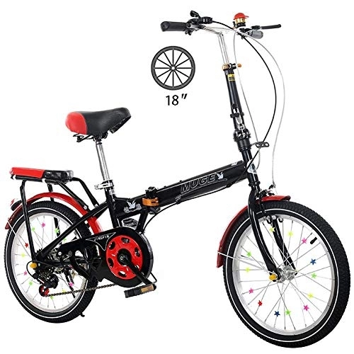 Bici pieghevoli : DRAGDS 18Inch Mini Folding Bike, A Velocità Variabile Studente Bicicletta Commuter Pieghevole in Bicicletta per Adulti, Leero Pieghevole per Adulti Biciclette, 18 Inch