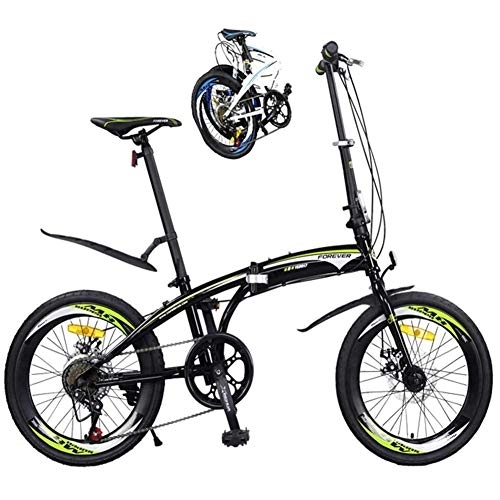 Bici pieghevoli : DRAGDS 20Inch Folding Bike, 7-Speed ​​Ciclismo Commuter Pieghevole Della Bicicletta a Studente Di Scuola Secondaria, Leero Acciaio Al Carbonio Pieghevole per Adulti Della Bicicletta per Gli Sport Est